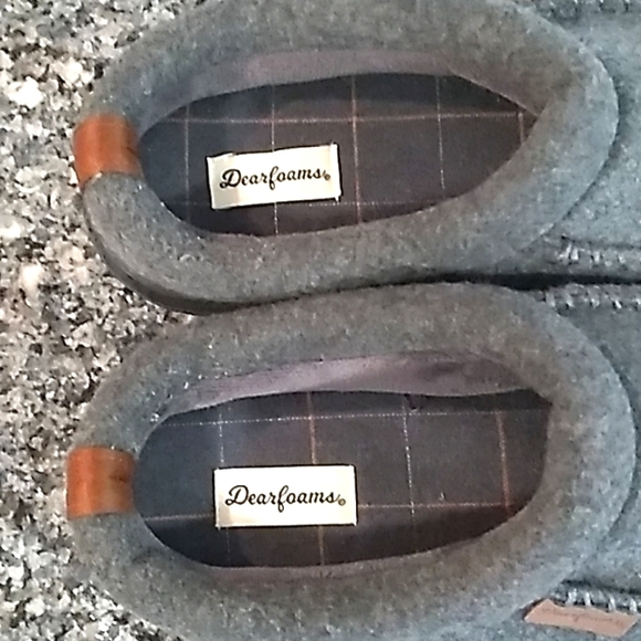 Dearfoams Men's Gray Hard Bottom Wool Blend Memory Foam Slippers. Size 8-9 - Picture 6 of 8